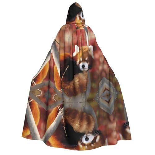 Roter Panda-Druck, Halloween-Kapuzenumhang, Kostüm, Umhang für Party, Karneval, Comic-Ausstellung, Maskerade – Unisex Erwachsene von hhxvcv