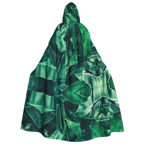Tropischer Bananenblatt-Druck, Halloween-Kapuzenumhang, Kostüm, Umhang für Party, Karneval, Comic-Ausstellung, Maskerade – Unisex-Erwachsene von hhxvcv