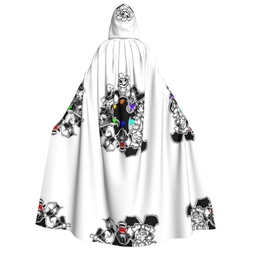 Undertail Print Halloween Hooded Cloak Costume Cape for Party, Carnival, Comic Exhibition, Maskerade - Unisex Adult von hhxvcv