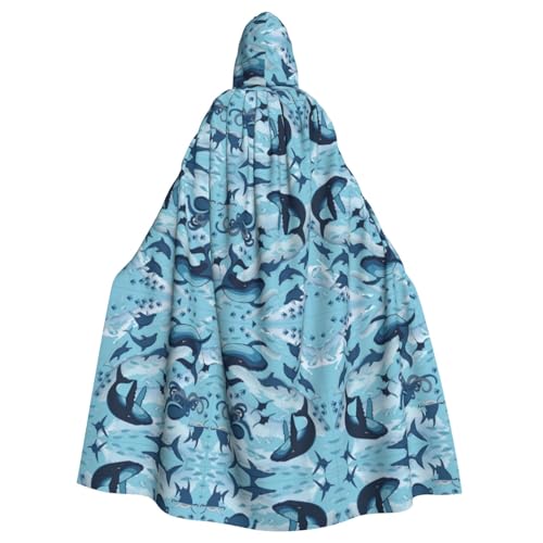 Unisex Erwachsene Halloween Kapuzenumhang - Fisch und Oktopus Volldruck Kostüm Umhang für Cosplay, Party und Themenveranstaltungen Unisex Erwachsene Halloween Kapuzenumhang - Fisch und Oktopus Volldruck Kostüm Umhang für Cosplay, Party und Themenveranstaltungen von hhxvcv