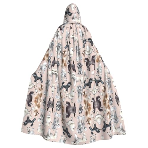 Unisex Erwachsener Halloween Kapuzenumhang - Pudel Hunde Volldruck Kostüm Umhang für Cosplay, Party und Themenveranstaltungen Unisex Erwachsener Halloween Kapuzenumhang - Pudel Hunde Volldruck Kostüm Umhang für Cosplay, Party und Themenveranstaltungen von hhxvcv