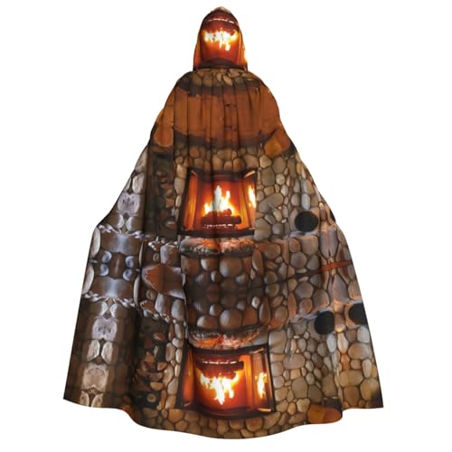 Weihnachtsumhang mit Kapuze, Kamin, Neujahr, Druck, Halloween, Umhang mit Kapuze, Umhang für Party, Karneval, Comic-Ausstellung, Maskerade – Unisex Erwachsene von hhxvcv