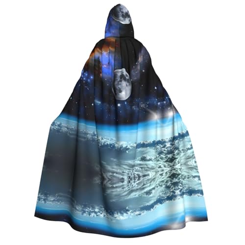 Weltraumplaneten-Druck, Halloween-Kapuzenumhang, Kostüm, Umhang für Party, Karneval, Comic-Ausstellung, Maskerade – Unisex Erwachsene von hhxvcv