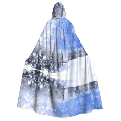 Winterlandschaft Druck Halloween Kapuzenumhang Kostüm Umhang für Party, Karneval, Comic Ausstellung, Maskerade – Unisex Erwachsene von hhxvcv