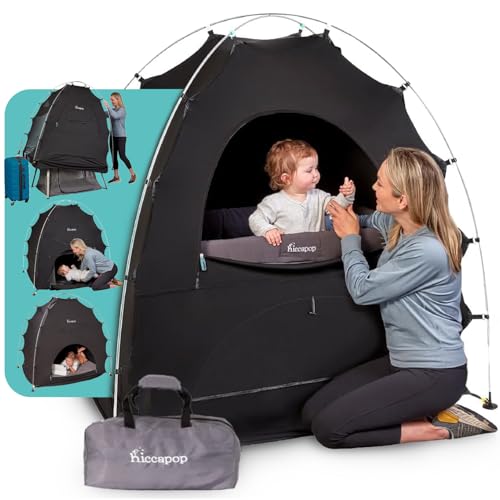 Hiccapop Verdunkelungszelt zum Packen und Spielen, Baby-Schlafpod, Baby-Krippenzelt, Verdunkelungs-Baldachin, Kinderbett-Abdeckung, Schlaf-Pod für Kinder mit Monitor, Pack- und von hiccapop