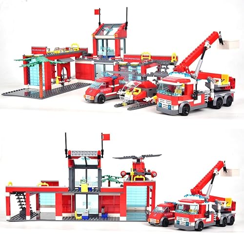 City Feuerwehrauto Bausteine Bausatz, 758 Klemmbausteine Feuerwehr Konstruktionsspielzeug mit 5 Figuren und 3 Fahrzeugen, Geschenk Lernspielzeug für Jungen und Mädchen 6-12 Jahren City Feuerwehrauto Bausteine Bausatz, 758 Klemmbausteine Feuerwehr Konstruktionsspielzeug mit 5 Figuren und 3 Fahrzeugen, Geschenk Lernspielzeug für Jungen und Mädchen 6-12 Jahren von highdar