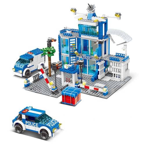 City Polizeipräsidium Bausteine Bausatz, 760 Klemmbausteine Polizeistation Konstruktionsspielzeug mit 5 Figuren und 2 Fahrzeugen, Geschenk Lernspielzeug für Jungen und Mädchen 6-12 Jahren City Polizeipräsidium Bausteine Bausatz, 760 Klemmbausteine Polizeistation Konstruktionsspielzeug mit 5 Figuren und 2 Fahrzeugen, Geschenk Lernspielzeug für Jungen und Mädchen 6-12 Jahren von highdar