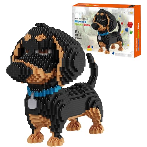 Dackel Spielzeug Modellbausatz, 950 Klemmbausteine Mikro Hund Bausteine Spielzeug Bricks Haustier Bauen Bauklötze, Kreatives STEM Bausatz Geschenk für Erwachsene Kinder von highdar