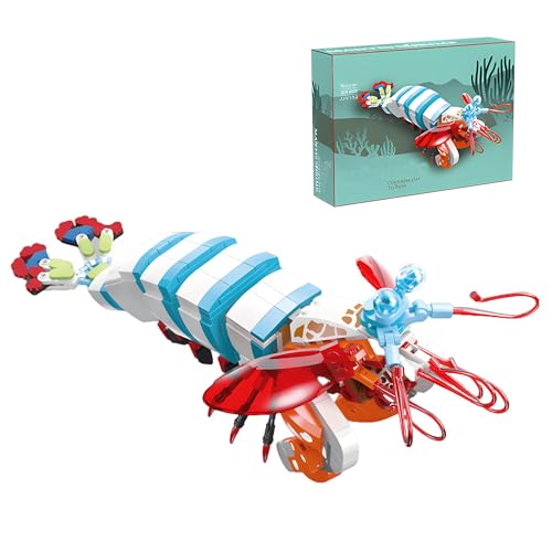 Fangschreckenkrebs Bausteine Bausatz, 429 Klemmbausteine Micro Brick Meerestier Spielzeug Bauset, Heimdeko und Bürokunst, kreatives Geschenk für Jugendliche ab 6 Jahren von highdar