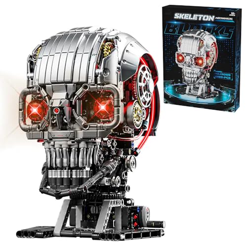Mechanische Totenkopf Bausteine, 1099 Klemmbausteine Mehrere bewegliche Gelenke Konstruktionsspielzeug, Kreatives STEM Bausatz Geschenk für Erwachsene Sammler Kinder von highdar