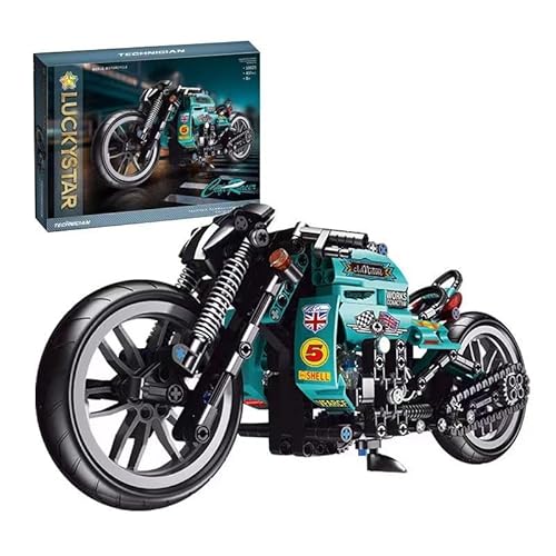Technik Motorrad Spielzeug Modellbausatz, 900 Klemmbausteine Cafe Racer Supermotorrad Bausteine, Geländemotorrad Kreatives STEM Bausatz Geschenk für Erwachsene Sammler Kinder Technik Motorrad Spielzeug Modellbausatz, 900 Klemmbausteine Cafe Racer Supermotorrad Bausteine, Geländemotorrad Kreatives STEM Bausatz Geschenk für Erwachsene Sammler Kinder von highdar