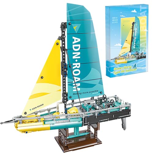 Technik Schiff Bausteine, 675 Klemmbausteine Ocean Going Segelboot Modellbausatz, Kreatives STEM Bausatz Geschenk für Erwachsene Sammler Kinder von highdar