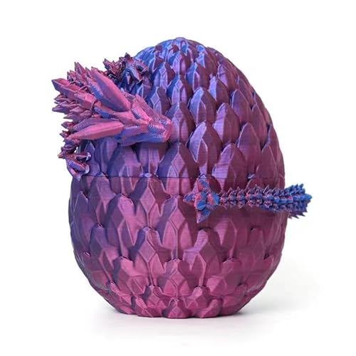highdar 3D Gedrucktes Drachenei Geheimnisvolle Drachen Spielzeug, Überraschungs Drachenei mit Drache im Inneren, 3D Gedruckter Easter Dracheneier Wohnkultur (22cm,Lila) von highdar
