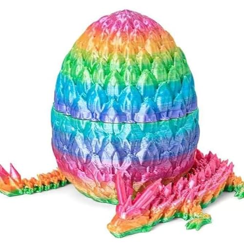 highdar 3D Gedrucktes Drachenei Geheimnisvolle Drachen Spielzeug, Überraschungs Drachenei mit Drache im Inneren, 3D Gedruckter Easter Dracheneier Wohnkultur (22cm,Regenbogenfarben) von highdar