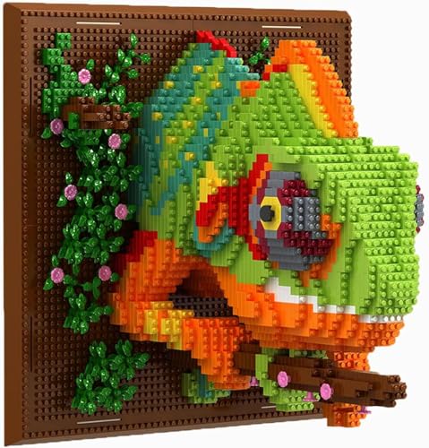 highdar 3D Wandkunst Chamäleon Tier Mikro Mini Baustein Set, 2688 Klemmbausteine Einzigartige Wanddekoration oder Tischdekoration, Kreatives Geburtstagsgeschenk für Kinder und Jugendliche highdar 3D Wandkunst Chamäleon Tier Mikro Mini Baustein Set, 2688 Klemmbausteine Einzigartige Wanddekoration oder Tischdekoration, Kreatives Geburtstagsgeschenk für Kinder und Jugendliche von highdar