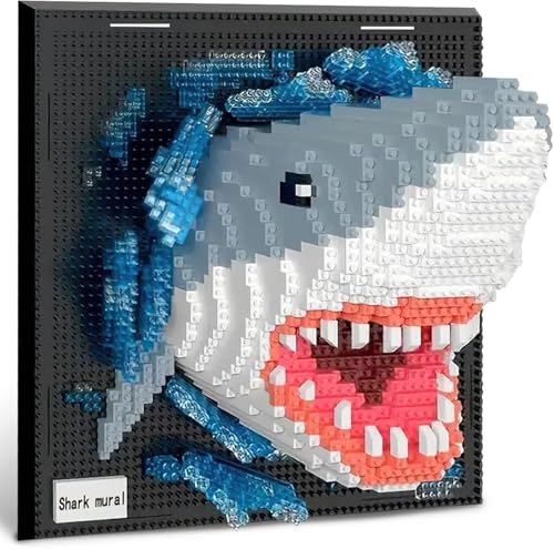 highdar 3D Wandkunst Hai Tier Mikro Mini Baustein Set, 2166 Klemmbausteine Einzigartige Wanddekoration oder Tischdekoration, Kreatives Geburtstagsgeschenk für Kinder und Jugendliche von highdar