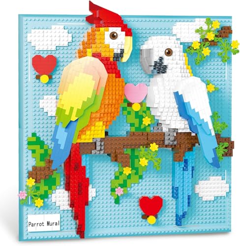 highdar 3D Wandkunst Papagei Tier Mikro Mini Baustein Set, 1700 Klemmbausteine Einzigartige Wanddekoration oder Tischdekoration, Kreatives Geburtstagsgeschenk für Kinder und Jugendliche highdar 3D Wandkunst Papagei Tier Mikro Mini Baustein Set, 1700 Klemmbausteine Einzigartige Wanddekoration oder Tischdekoration, Kreatives Geburtstagsgeschenk für Kinder und Jugendliche von highdar