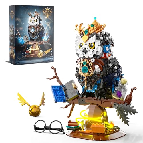 highdar Ideas Magisches Eulen Blumentier Bauset, 1288 Klemmbausteine MOC Vogelmodell zum Sammeln, Kreative Geschenke für Erwachsene oder Jugendliche ab 8 Jahren von highdar