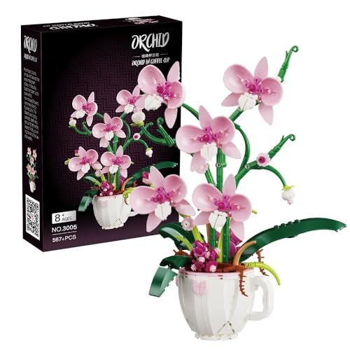 highdar Orchidee Blume Bausteine Bausatz, 567+ Klemmbausteine Blumenstrauß Bausteine Set, Kaffeetasse künstliche Pflanze Spielzeug Baukasten, Blumen Bauspielzeugsets für Heimdekoration und Geschenk highdar Orchidee Blume Bausteine Bausatz, 567+ Klemmbausteine Blumenstrauß Bausteine Set, Kaffeetasse künstliche Pflanze Spielzeug Baukasten, Blumen Bauspielzeugsets für Heimdekoration und Geschenk von highdar