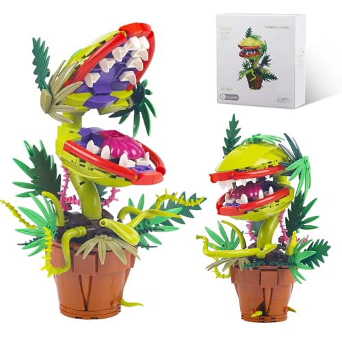 highdar Piranha Blume Bausteine Bausatz, MOC Kannibalenblumen-Spielzeug mit aufklappbarem Mund, Collectible Gift for TV Fans, Kreative Geschenke für Kinder Erwachsen von highdar
