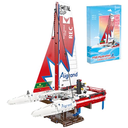 highdar Technik Hydrofoil Bausteine für F50, 733 Klemmbausteine Segelboot Modellbausatz, Kreatives STEM Bausatz Geschenk Das detailgetreue Modellbauset für Segelsportfans highdar Technik Hydrofoil Bausteine für F50, 733 Klemmbausteine Segelboot Modellbausatz, Kreatives STEM Bausatz Geschenk Das detailgetreue Modellbauset für Segelsportfans von highdar