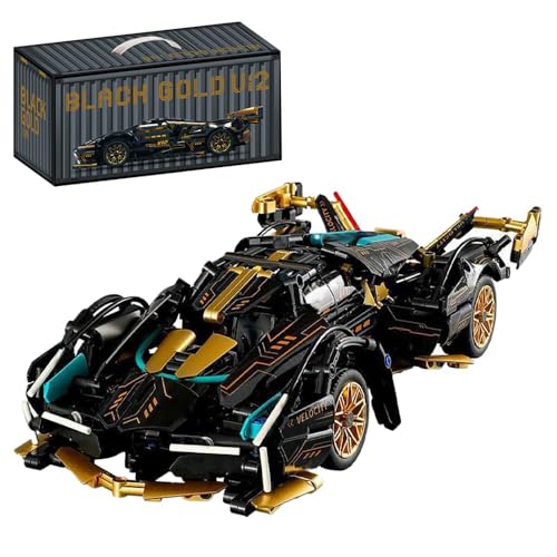 highdar Technik Sportwagen Bausteine Sets, 1300+ Klemmbausteine 1:14 STEM Supersportwagen Modellbausatz, MOC Rennwagen Konstruktionsspielzeug für Erfahrene Baustein Enthusiasten von highdar