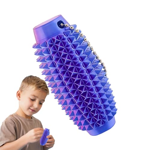 3D Gedruckter Schmerzstim Zappeln - Tragbarer Klei-ner Stimmbetriebsschlüsselung | 3D Gedrucktes Schmerzstimulations Sensorikspielzeug | Anti Stress Schlüsselanhänger Mit Stacheln Für Kinder (Lila) von higyee