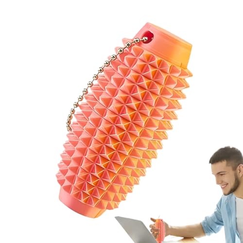 3D Gedruckter Schmerzstim Zappeln - Tragbarer Klei-ner Stimmbetriebsschlüsselung | 3D Gedrucktes Schmerzstimulations Sensorikspielzeug | Anti Stress Schlüsselanhänger Mit Stacheln Für Kinder (Orange) von higyee