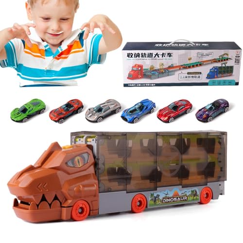 Dinosaurier-LKW-Transporter, Dinosaurier-LKW-Spielzeug - Faltbares tragbares LKW-Autospielzeug - Spielzeug für Trägerfahrzeuge, Transport-Träger-LKW, Dinosaurier-Spielzeug für Kinder, Dinosaurier-LKW-Transporter, Dinosaurier-LKW-Spielzeug - Faltbares tragbares LKW-Autospielzeug - Spielzeug für Trägerfahrzeuge, Transport-Träger-LKW, Dinosaurier-Spielzeug für Kinder, von higyee
