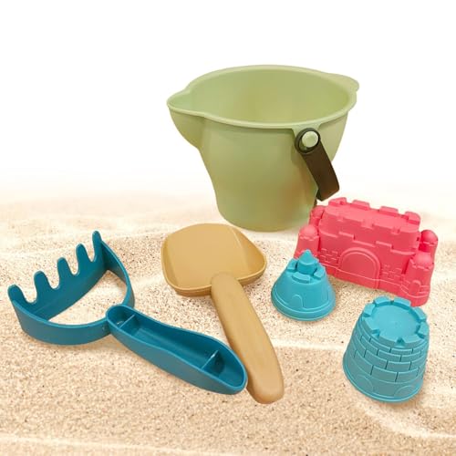 Eimer Spielzeug | Sandeimer-Spielzeug-Set für Kinder ab 12,Sandkasten-Spielzeug für Kinder, Sandspielzeug-Set mit Eimersieb, Rechen und Schaufelspielzeug, Mehrfarbig, fett, Geschenke für von higyee