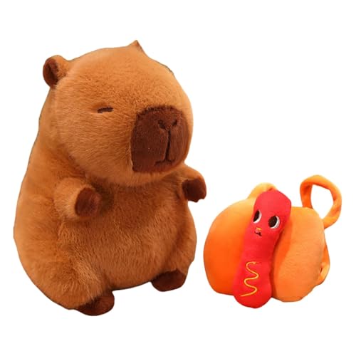 Gefüllte Capybara, Capybara Plüsch | Netter Begleiter für Kinderschlafzimmer - Nettes kleines Capybara -Spielzeug mit abnehmbarem Rucksack, Plüschpuppe für Kinder und Erwachsene von higyee