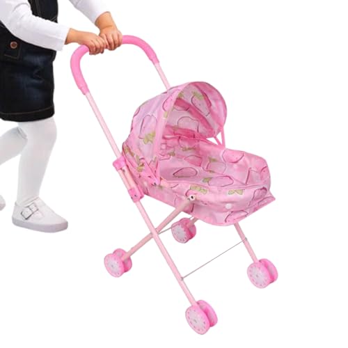 Kinderwagen Für Puppen | Kinder Puppenwagen Mit Sonnendach - Klappbarer Spielzeug Kinderwagen,Für Mädchen Rollenspiel Haus Party Geburtstag von higyee