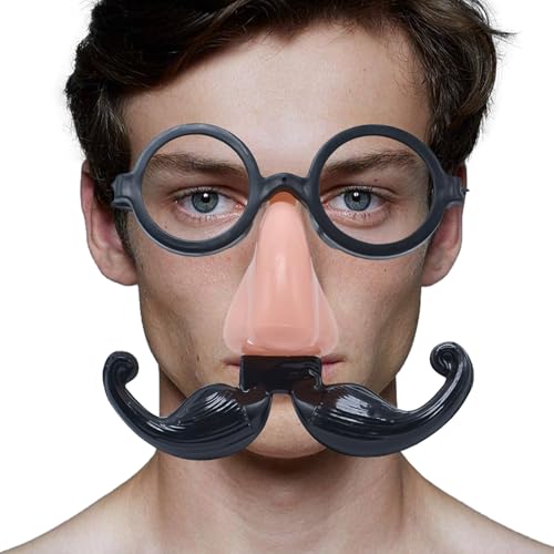 Lustige Nasenverkleidungsbrille, Verkleidungsbrille mit Schnurrbart | Lustige Nasenbrille für Kinder Halloween-Verkleidung,Vintage-Charakter-Rollenspiel-Saisonbrille für Fotografie, Trickspiel von higyee