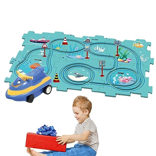 higyee Puzzle-Strecken mit Fahrzeugen | Lustiges, langlebiges Schienenspielzeug für Eisenbahnwaggons - Lernspielzeug für Kinder Jungen und Mädchen ab 3 Jahren, Eisenbahnschienen-Set, Spielsets von higyee