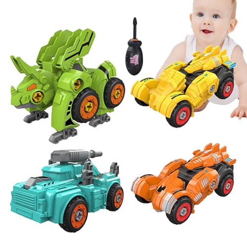 Verwandelndes Dinosaurierspielzeug, Verwandelbarer Roboter-Rennwagen - 4X verwandelndes Dinosaurier-Roboter-Autospielzeug - Frühpädagogisches Spielzeug, Kleinkindspiel, Coasting Power von higyee