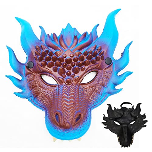 higyee 3D-Drachenmaske - Drachen-Cosplay-Kostüm | Neuheit Halbgesichts-Drachen-Cosplay-Gesichtsbedeckung | Lustiges Halloween-Cosplay-Partykostüm Für Männer, Frauen, Jungen Und Mädchen von higyee