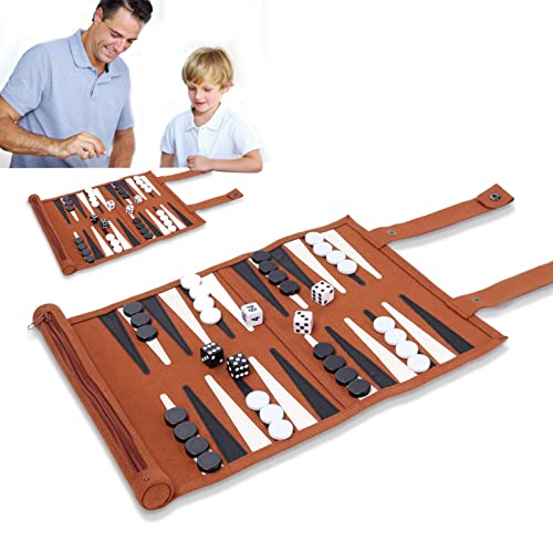 higyee Backgammon für Reisen, Backgammon-Bretter für Erwachsene – klassisches Brettspiel Roll-Up – Gesellschaftsspiel Backgammon aus Mikrofaser und PU-Leder, klassisches Schachspiel, tragbar, 4 Stück von higyee