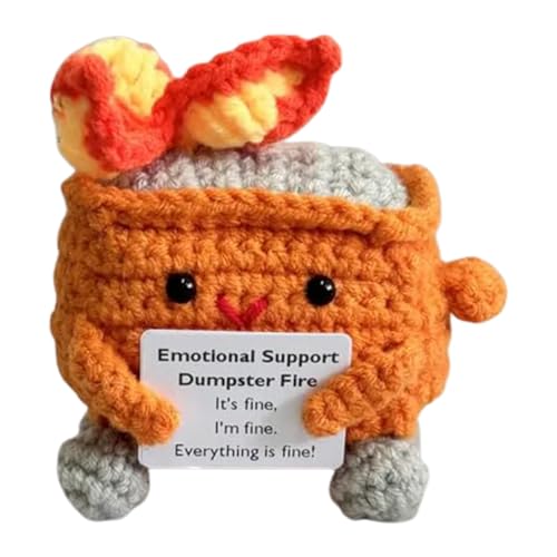 higyee Häkelfiguren Mit Brennender Mülltonne Design | Strickpuppe | Lustige Deko Für Lehrer Valentinstag Ostern Weihnachten Abschluss Freundin Mama von higyee