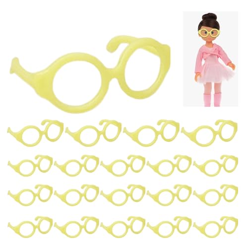 higyee -Brille für Puppen, Puppenbrille,Linsenlose Puppen-Anziehbrille | 20 Stück kleine Brillen, Puppenbrillen für 7–12 Zoll große Puppen, Puppenkostüm-Zubehör, Puppen-Anzieh-Requisiten von higyee