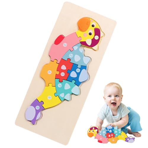 higyee Tangram-Puzzles für Kinder, Tierpuzzle aus Holz - Montessori-Spielzeug im Dinosaurier-Design,Entzückendes, lustiges, farbenfrohes Montessori- und Stapelspielzeug für den Vorschul- und von higyee