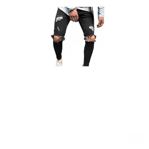 hindraem Herren Slim Fit Zerrissene Jeans Bequeme und Trendige zerrissene Röhrenjeans Biker Jeans Männer Männer Kostüme Hosen Hosen Denim, Schwarz, L hindraem Herren Slim Fit Zerrissene Jeans Bequeme und Trendige zerrissene Röhrenjeans Biker Jeans Männer Männer Kostüme Hosen Hosen Denim, Schwarz, L von hindraem