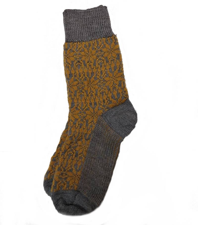 Hirsch Erwachsenensocken Norweger Sternenmuster - 40-41 Grau-Gold von hirsch natur