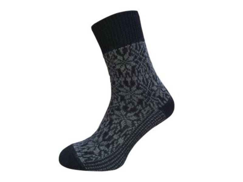 Hirsch Erwachsenensocken Norweger Sternenmuster - 40-41 Schwarz/Anthrazit (Sterne) von hirsch natur