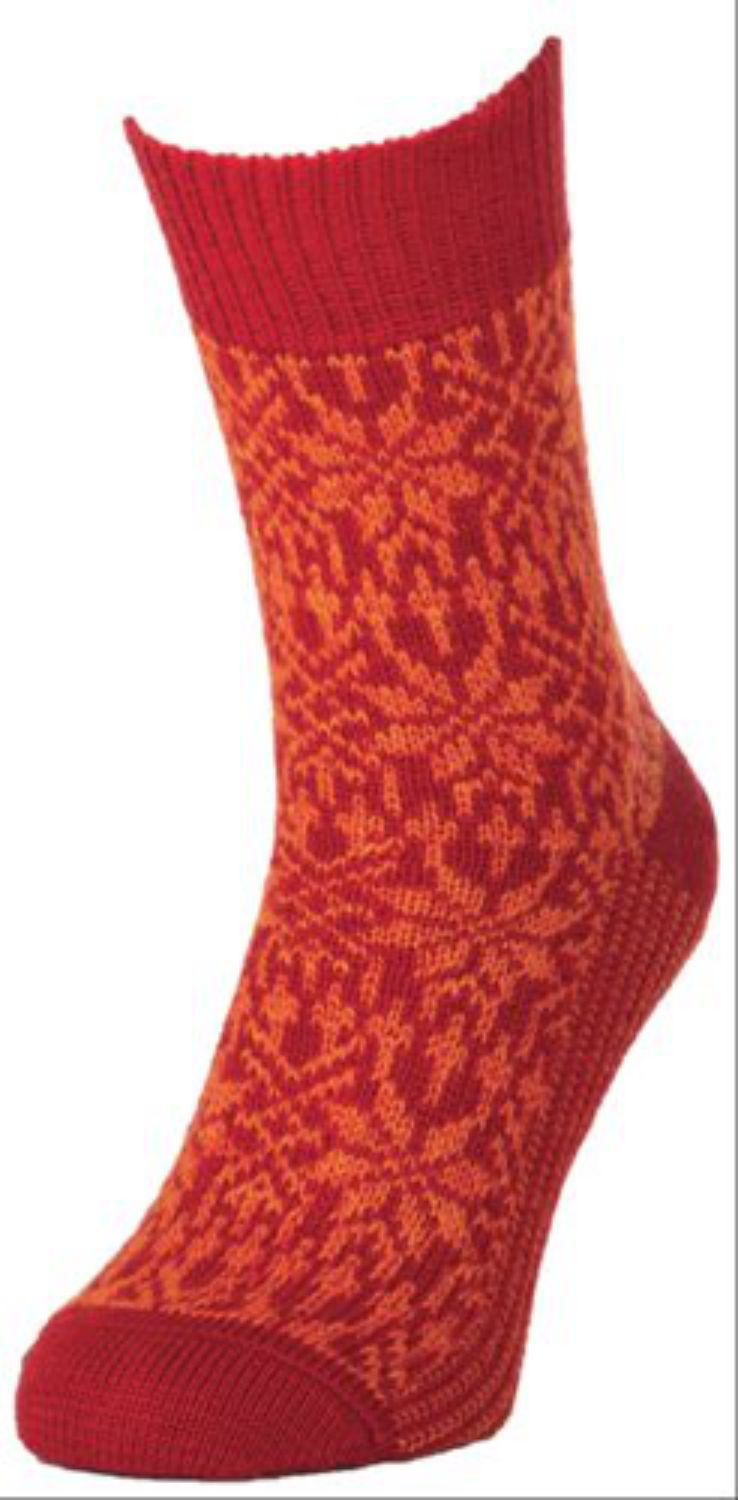 Hirsch Erwachsenensocken Norweger Sternenmuster - 42-43 Hummer/Orange von hirsch natur