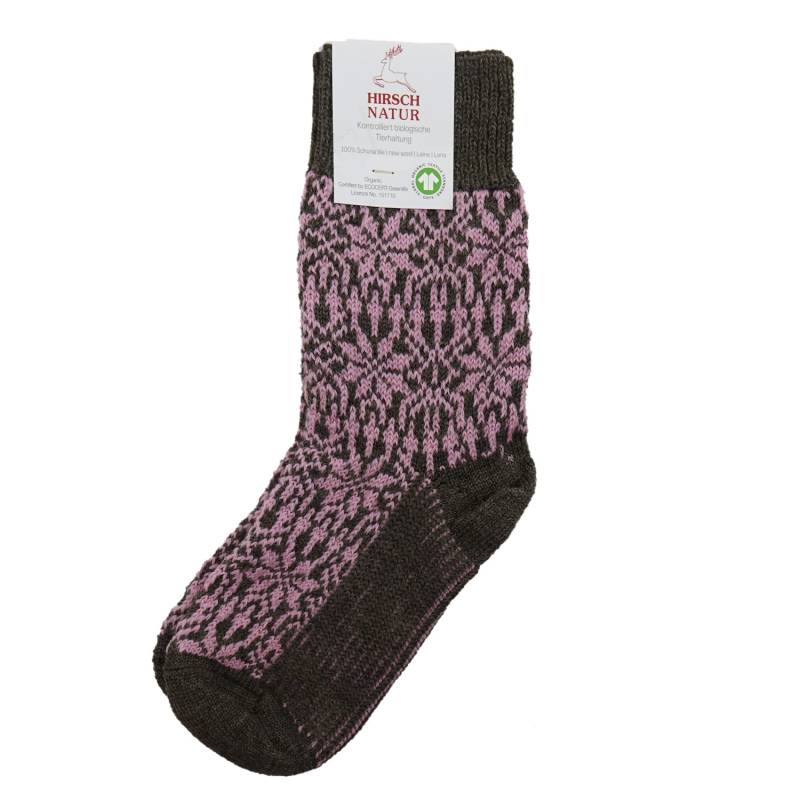 Hirsch Erwachsenensocken Norweger Sternenmuster - Braun/Rosa 36-37 von hirsch natur