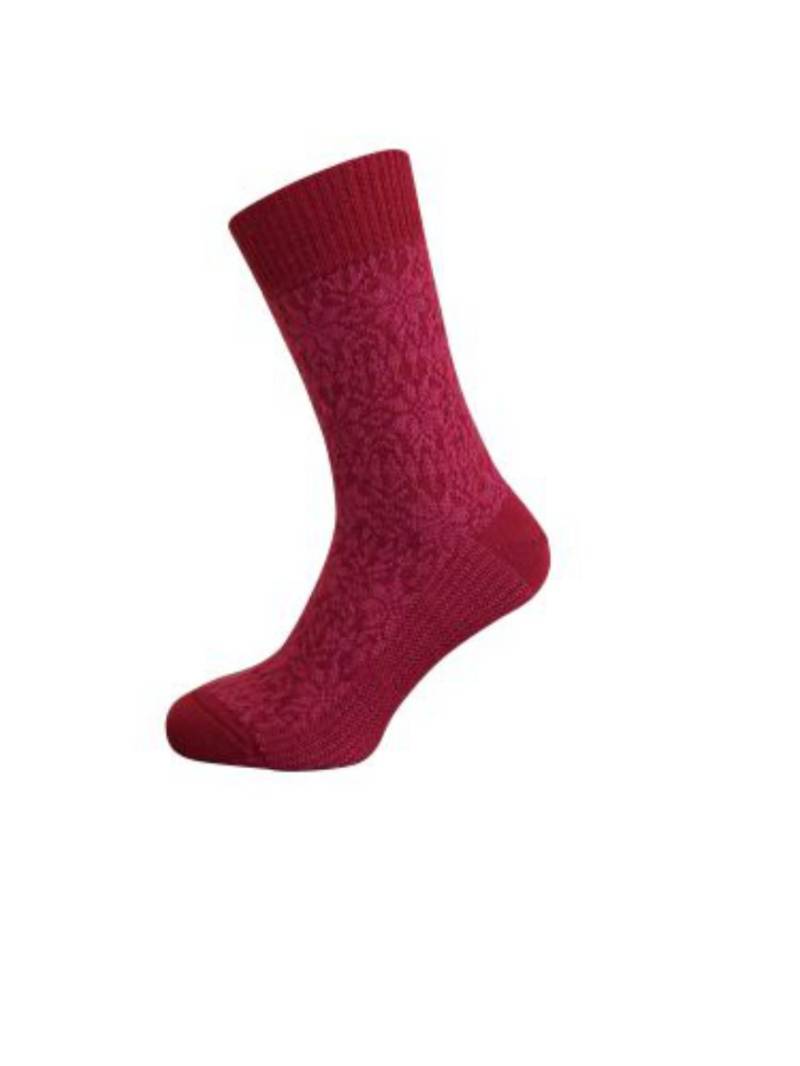 Hirsch Erwachsenensocken Norweger Sternenmuster - Mohn/Himbeer 44-46 von hirsch natur