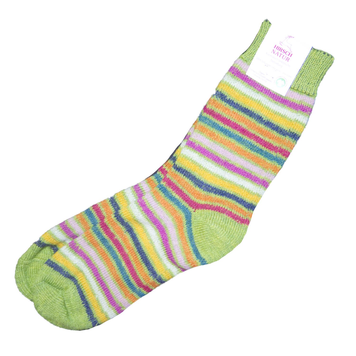 Hirsch Erwachsenensocken mit Plüsch - Rainbow-Warrior - 44-46 Maigrün (Rainbow) von hirsch natur