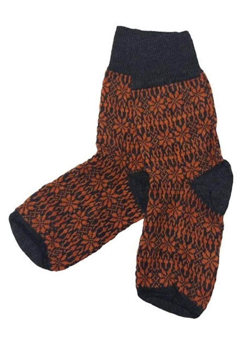 Hirsch Feinstricksocken mit Sternenmuster für Kinder - 19-20 Schwarz/Orange von hirsch natur