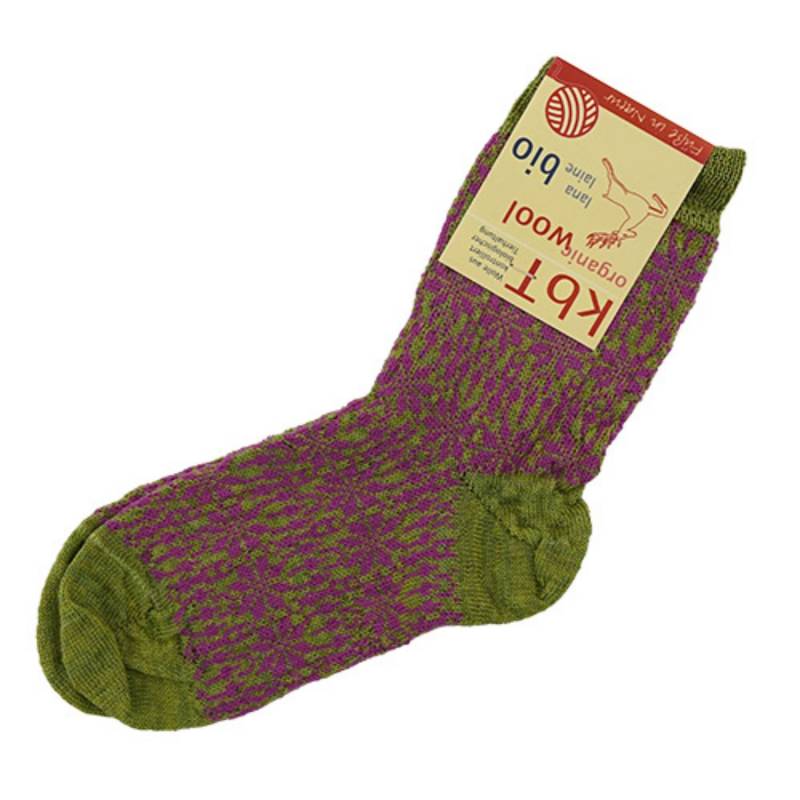 Hirsch Feinstricksocken mit Sternenmuster für Kinder - 24-25 Maigrün/Pink von hirsch natur