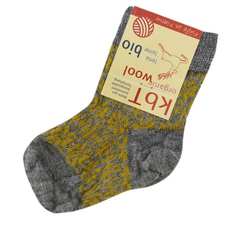 Hirsch Feinstricksocken mit Sternenmuster für Kinder - 28-29 Grau/Gelb von hirsch natur